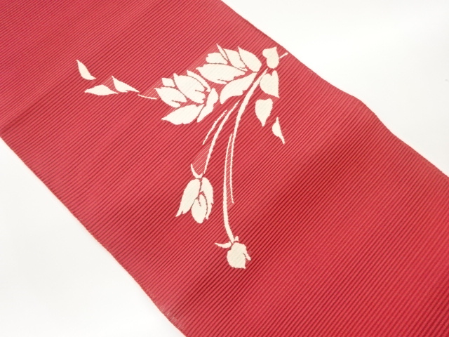 絽綴れ抽象花々模様織出し名古屋帯